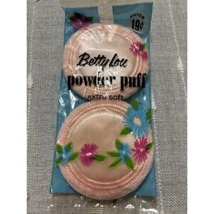 Vintage Betty Lou Pink Powder Puffs Pack Of 2 Extra Soft 2.25" Made In USA